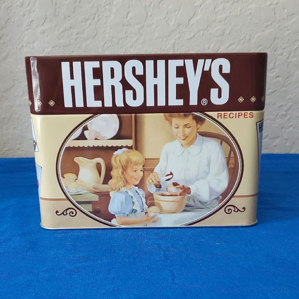 Vintage Hershey’s Recipe Tin Storage Box Chocolate Advertising Collectible
